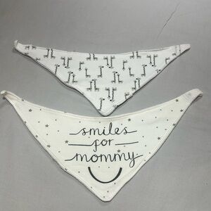 White Baby Bandana Bibs with Cactus and Smiles Design